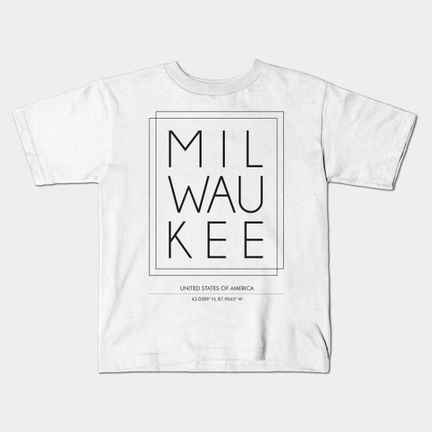 Milwaukee City minimal Typography Kids T-Shirt by StudioGrafiikka